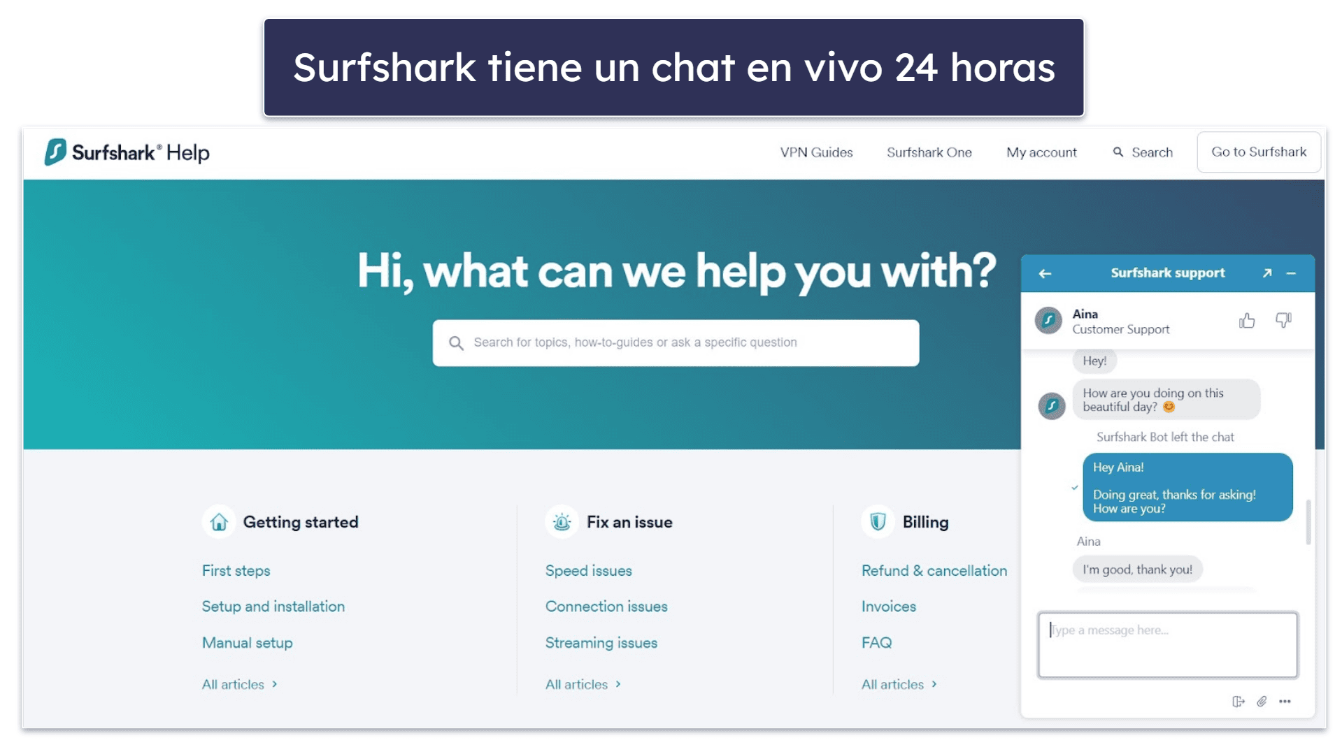 Servicio de asistencia de Surfshark: Dispondrás de expertos a través del chat en vivo y el correo