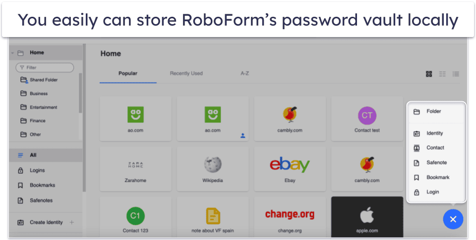 🥇 1. RoboForm — Best Overall Password Manager With Local Storage Options + Advanced Form-Filling Tools