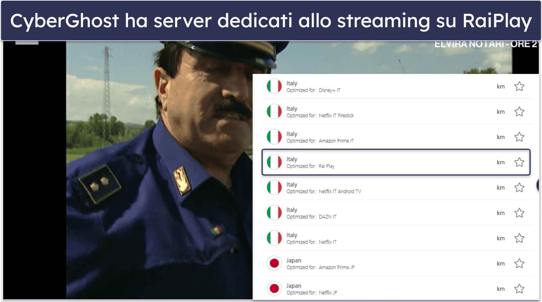 🥉3. CyberGhost VPN — Server dedicati per lo streaming di contenuti su RaiPlay