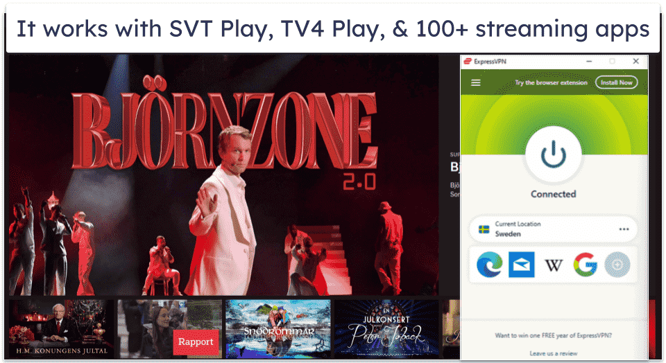 🥇1. ExpressVPN — Best Overall VPN for Sweden in 2025