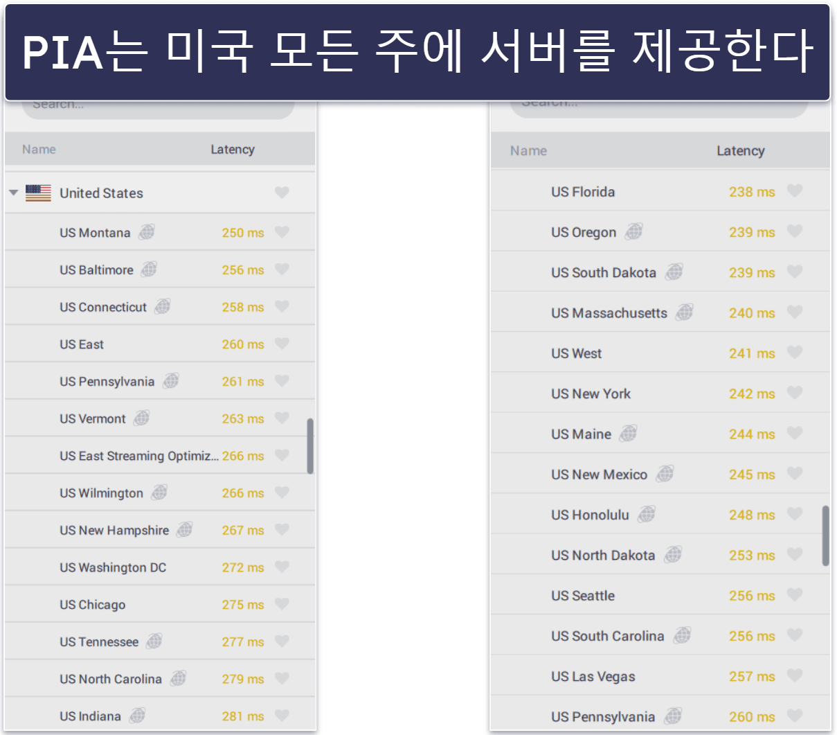 🥈2. Private Internet Access — 로컬 스포츠 스트리밍에 훌륭한 서비스